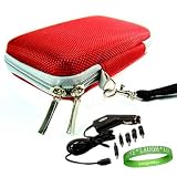 Garmin GPS Navigator nüvi 780 4.3-Inch Widescreen NYLON RED accessory, protective hard-shell portable carrying case with carabiner clip and hand strap for Garmin GPS Navigator nüvi 780 4.3-Inch Widescreen+4.3 Widescreen Screen Protector + Universal Garmin GPS Car Charger+ VG *LIVE*LAUGH*LOVE* Wrist Band