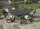 9-pc Long Cove 100 Oval Dining Set (Table + 6 Arm Chairs + 2 Swivel Rocker Chairs) by Alfresco Home - Antique Fern (22-7604-AF)