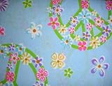 Morgan Kids Flower Power Blue Twin Sheet Set Floral Peace Sign Sheets