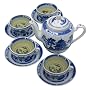 9 Pc Chinese Porcelain Tea Set True Blue
