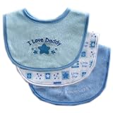 Luvable Friends 3-Pack I Love Drooler Baby Bib, Blue-Daddy