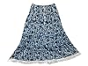 Womans Long Skirt- White Blue Floral Printed Tiered Lace Work Maxi Skirt