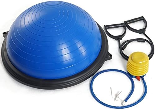 Excellent Product Blue Yoga Half Ball Balance Trainer 23" Yoga Fitness Pilates Strength Exercise Workout Resistance Bands &amp; Pump New
