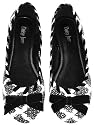 Daisy Jane Womens Swanky Black Pattern Ballet Flat Shoes with Velvet Bow