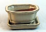 51Mthk%2BKptL. SL160  Small Ceramic Bonsai Pot plus Saucer   Beige