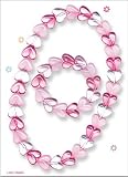 Pecoware / Stretchy Beaded Necklace & Bracelet Set, Pink Hearts