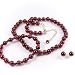 Red 8mm Glass Pearl Necklace, Bracelet and Earring Set by Margot Townsend