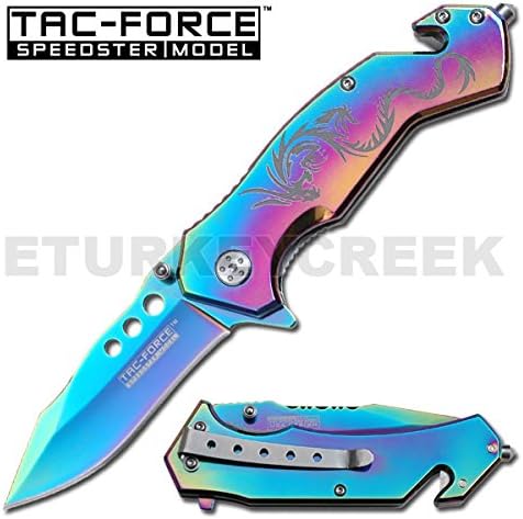 TF-759RB " Dragon Strikes " Rescue Style Spring Assist Knife 6P3gw 4.5" 7M1jo Rainbow ajsks ajskdkw dkkdwoqkd vmdka dauioa djas " Dragon Strikes nwzDIJlcz " Rescue Style Spring Assist Knife. Rainbow Color All Stainless Steel Blade. Includes Seat B