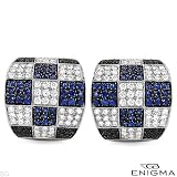 Enigma By BULGARI! Made in Italy Luxury Earrings with 3.66ctw Super Clean E-F/VVS Diamonds and Sapphires Made of 18K White Gold