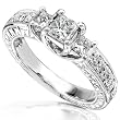 7/8ct TW Three-Stone Princess Diamond Engagement Ring in 14Kt Gold