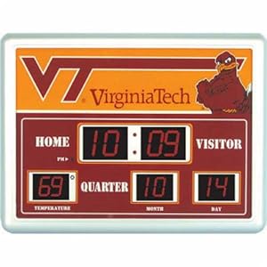 Virginia Tech Hokies NCAA Scoreboard Clock and Thermometer (8.25x12.25)