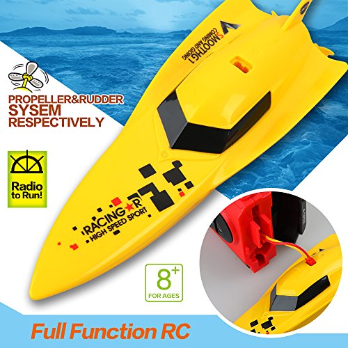 Litzpy's EP Top Racer High Speed Remote Control Electric Boat RC Boat Yellow - For In Water Use Only