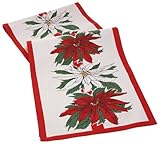 IMAGE OF Vera Vintage Poinsettia 70-Inch Runner, Red