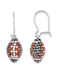 Sterling Silver Swarovski Elements Cincinnati Spirit Football Earrings