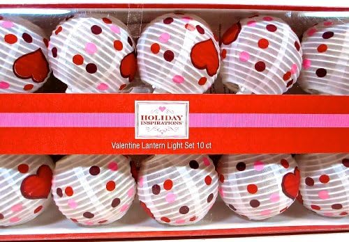Jo-ann's Holiday Inspirations Valentine Lantern Set,10x Lanterns with Hearts&amp;polka Dots,white Wire,indoor/outdoor