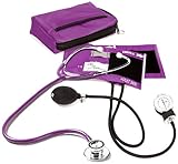 Premium Aneroid Sphygmomanometer And Dualhead Stethoscope Kit With Carrying Case In Purple