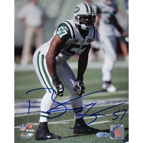 Steiner Sports NFL New York Jets Bart Scott Hands on Knees Jets White Jersey Vertical 8x10 Photo