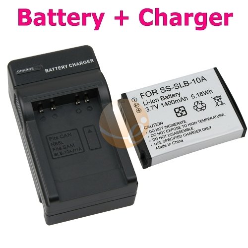 SLB-10A Battery + Charger for Samsung SL202 SL420 SL620