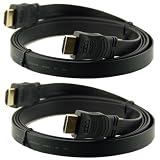2-Pack - FLAT 1.5 Meter (5 Feet) Gold-Platted HDMI Male To HDMI Male Digial Audio / Video Cable