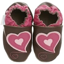 Robeez Infant/Toddler Hearts Slip-On With Socks,Brown,0-6 Months (US Infant 1-2 M)