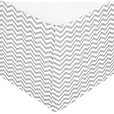 American Baby Company 100% Cotton Tailored Bed Skirt with Pleat, Gray Zigzag