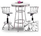 Chrome Bar Table & 2 Chrome Adjustable 24"-29" Musical Instrument Band Fabr ....