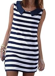 Sleeveless Tank Striped Print Cotton Mini Dress 