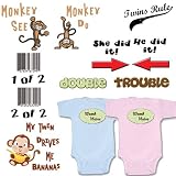 Twin Baby Gift Set for Boy/Girl Twins, Choose from Sizes 0-12 mo (Includes 2 Bodysuits)