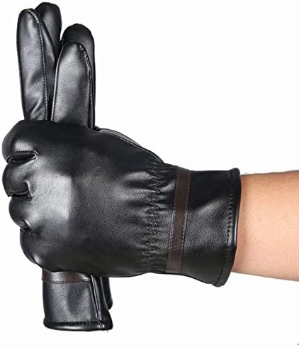 EKIMI Men Fashion Warm Cashmere Leather Male Winter Gloves Driving Waterproof