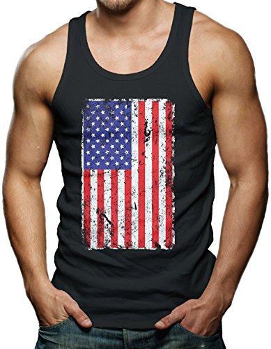Oversize Distressed American Flag - USA Men's Tank Top T-shirt