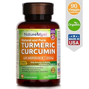 Organic Turmeric Curcumin with Bioperine+ 95% Std Curcuminoids -1650mg Highest Potency-90 Veggie Capsules - Powerfull Anti-Inflammatory Gluten Free, Non-Gmo Quick Joint Pain Relief Made in USA