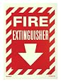 Jessup FS-7520-F-204 Fire Extinguisher - Sign with Arrow, Photoluminescent Letters on Red Background, 5-by-7-Inch