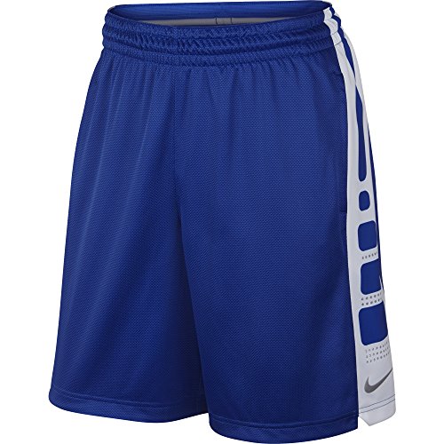 Nike Elite Stripe Men's Basketball Athletic Shorts (S, 480 Game Royal/White/Metallic Silver)