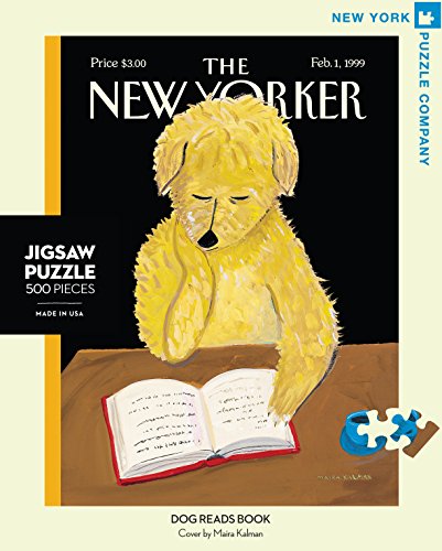 New York Puzzle Company - New Yorker Dog Reads Book - 500 Piece Jigsaw Puzzle