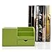 KINGFOM™ Wooden Struction Leather Multi-function Desk Stationery Organizer Storage Box Pen/Pencil ,Cell phone, Business Name Cards Remote Control Holder Colors (green)