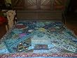Designer Bedspread India Beaded Throws Tapestry Blue Queen Size Bed Cover 80x80