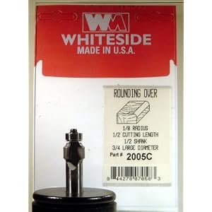 PART #2005C CARBIDE-TIP 2 FLUTE ROUND-OVER (CORNER ROUND) BIT W  BB GUIDE 1 8 RADIUS X 3 4... by Whiteside