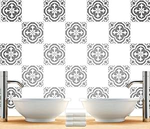 Sticker Autocollant pour Carrelage Style Marocain (Pack avec 48) (20 x