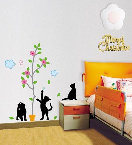 Cats & Tree Decor Mural Art Wallpaper Sticker KRS-0104