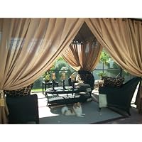 Outdoor Gazebo Patio Drapes Toffee Sheer (50x84) (2) Panels