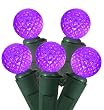 Set of 50 Purple LED G12 Berry Fashion Glow Christmas Lights - Green Wire