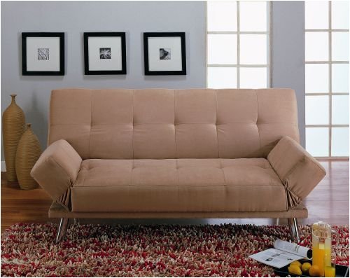 ONE NEW CONTEMPORARY MICROFIBER SOFA BED, #7213, BROWN