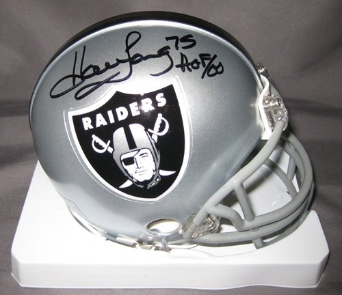 Howie Long Oakland Raiders NFL Hand Signed Mini Football Helmet with HOF 00 Inscription