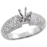 14k White Gold Semi-Mount Diamond Ring, w/ 1.25 Carats Brilliant Cut Diamonds, 5/16 in. (8mm) wide