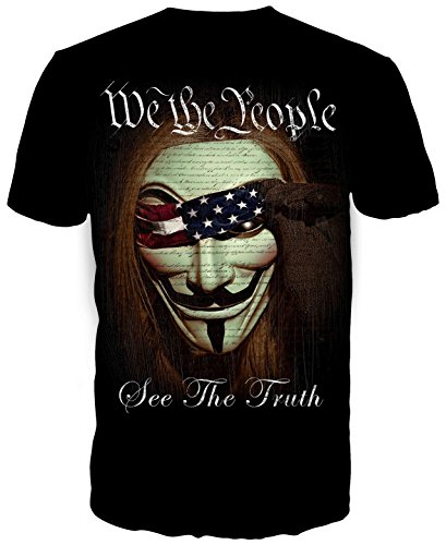 V for Vendetta - Guy Fawkes - Anonymous Hacktivist We the People Adult T-Shirt Tee