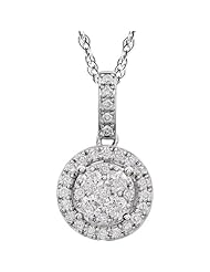 14K White Gold Diamond Halo-Style Necklace -- LIFETIME WARRANTY