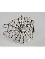 An Impressive Sterling Silver Spider Web Bracelet Accented with Genuine White Moonstone