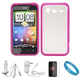 Durable Crystal Hard Case Cover with Pink Rubberized TPU Silicone Skin Edge ....
