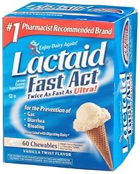 Lactaid Fast Act Lactase Enzyme Supplement, Chewable Tablet, Vanilla Twist 60 ea