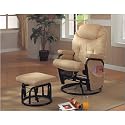 Microfiber Sand Color Swivel Glider Recliner with Ottoman